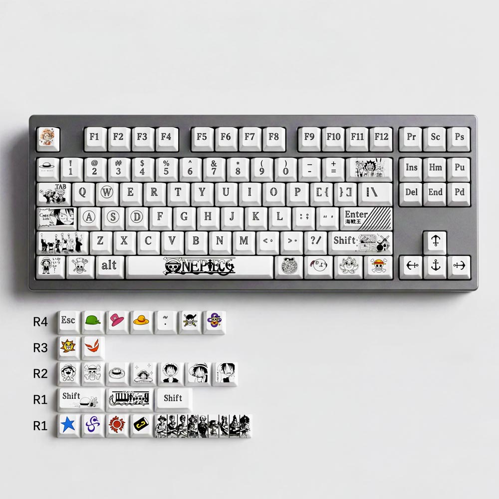 ワンピース　白ひげ　Keycaps Qube One Piece Series Black and White Keycap Set