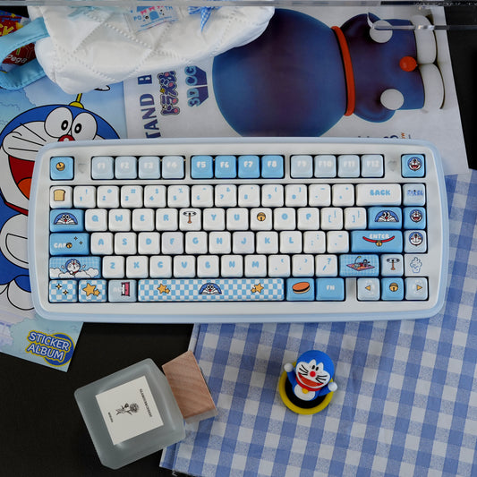 Doraemon Themed 130-Key MOA Profile PBT Keycap Set - 5-Sided Dye-Sublimation Art