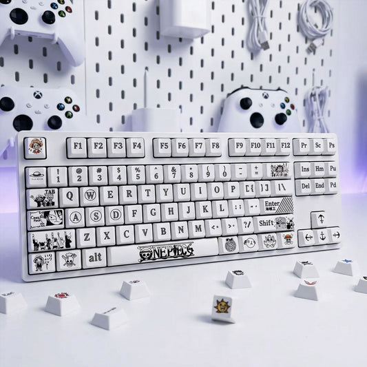 Qube One Piece Series Black and White Keycap Set