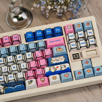 Comic book cowboy cat themed keycap set