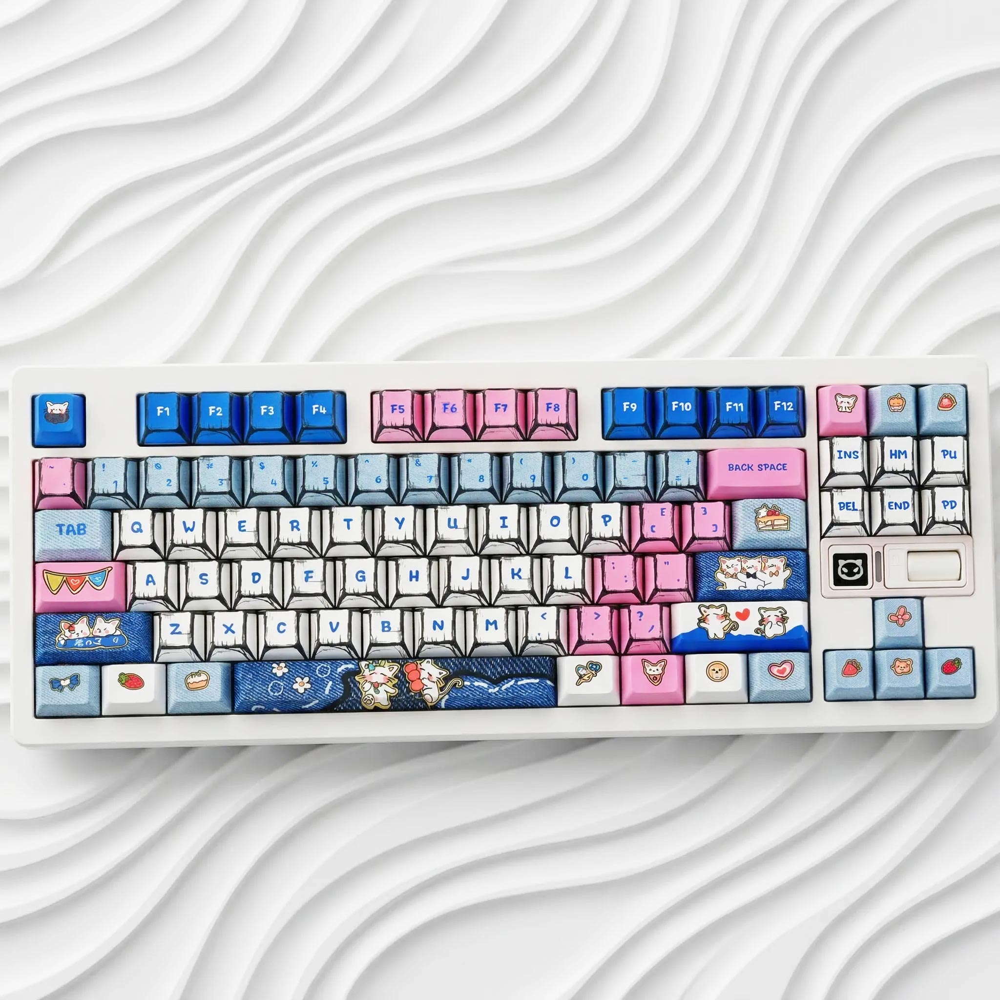 Comic book cowboy cat themed keycap set