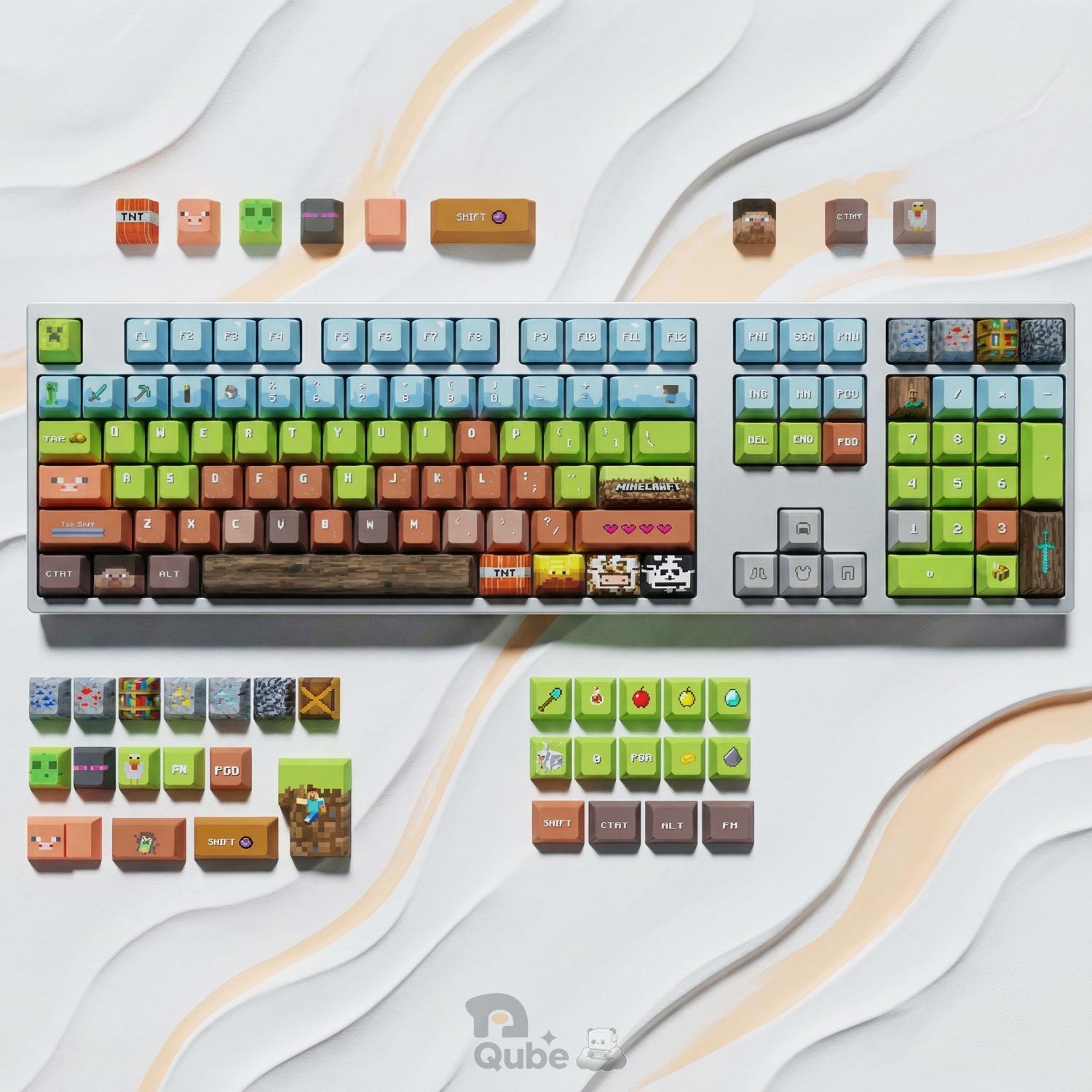 Minecraft Block Keycaps Qube Minecraft themed keycap set