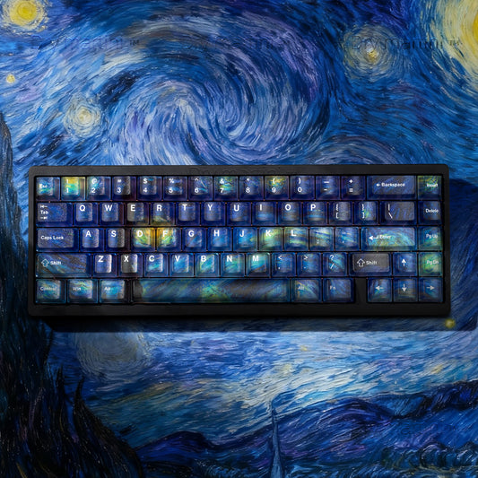 Qube Starry sky theme PC keycaps fully transparent