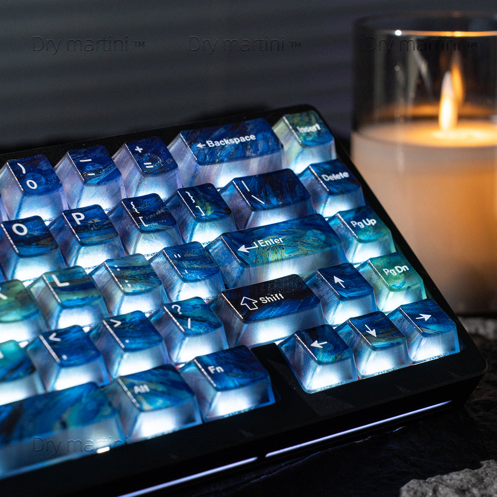 Qube Starry sky theme PC keycaps fully transparent