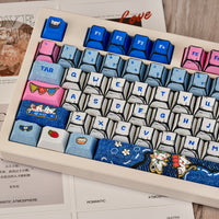 Comic book cowboy cat themed keycap set